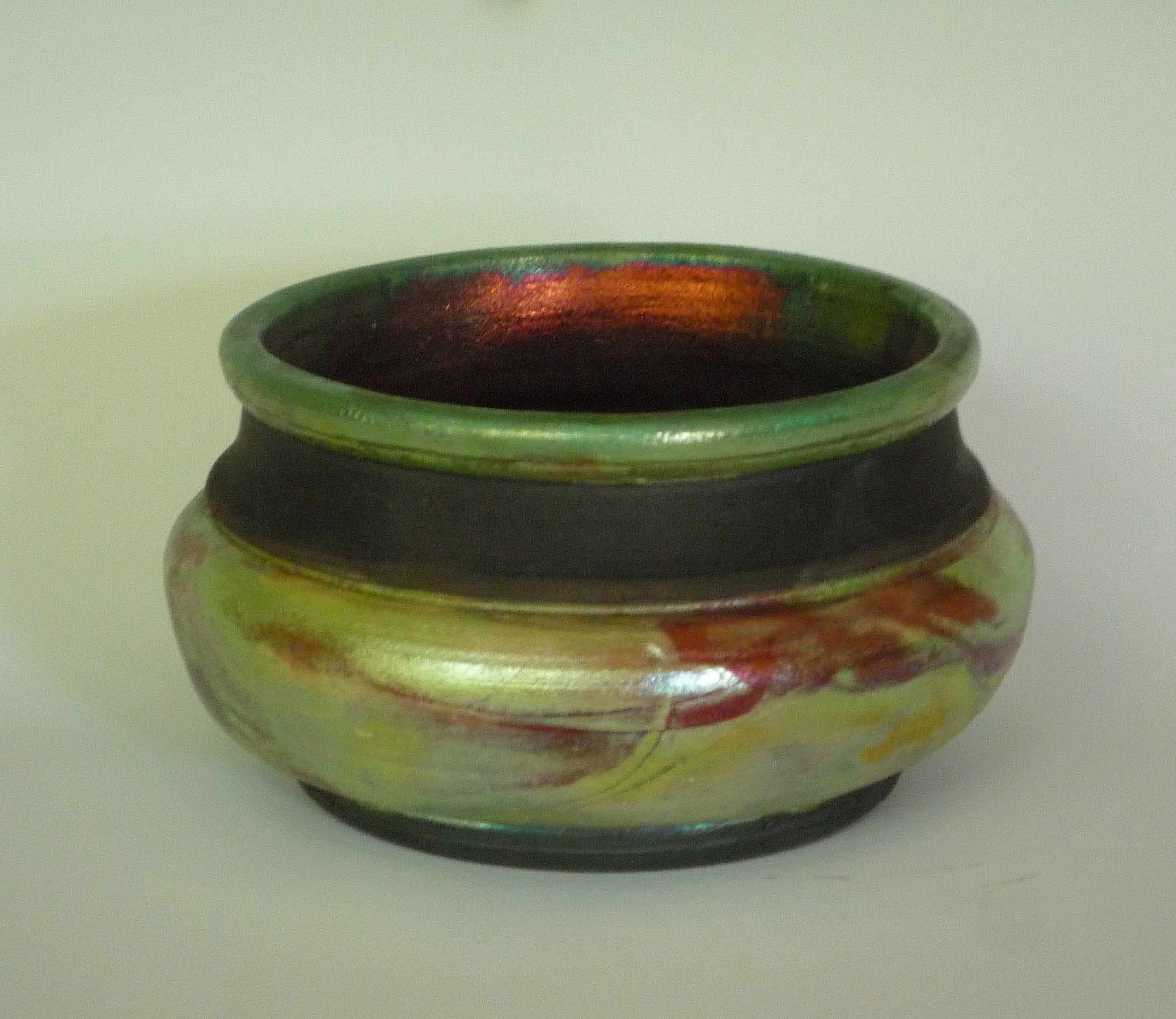 Raku Green Gold Bowl