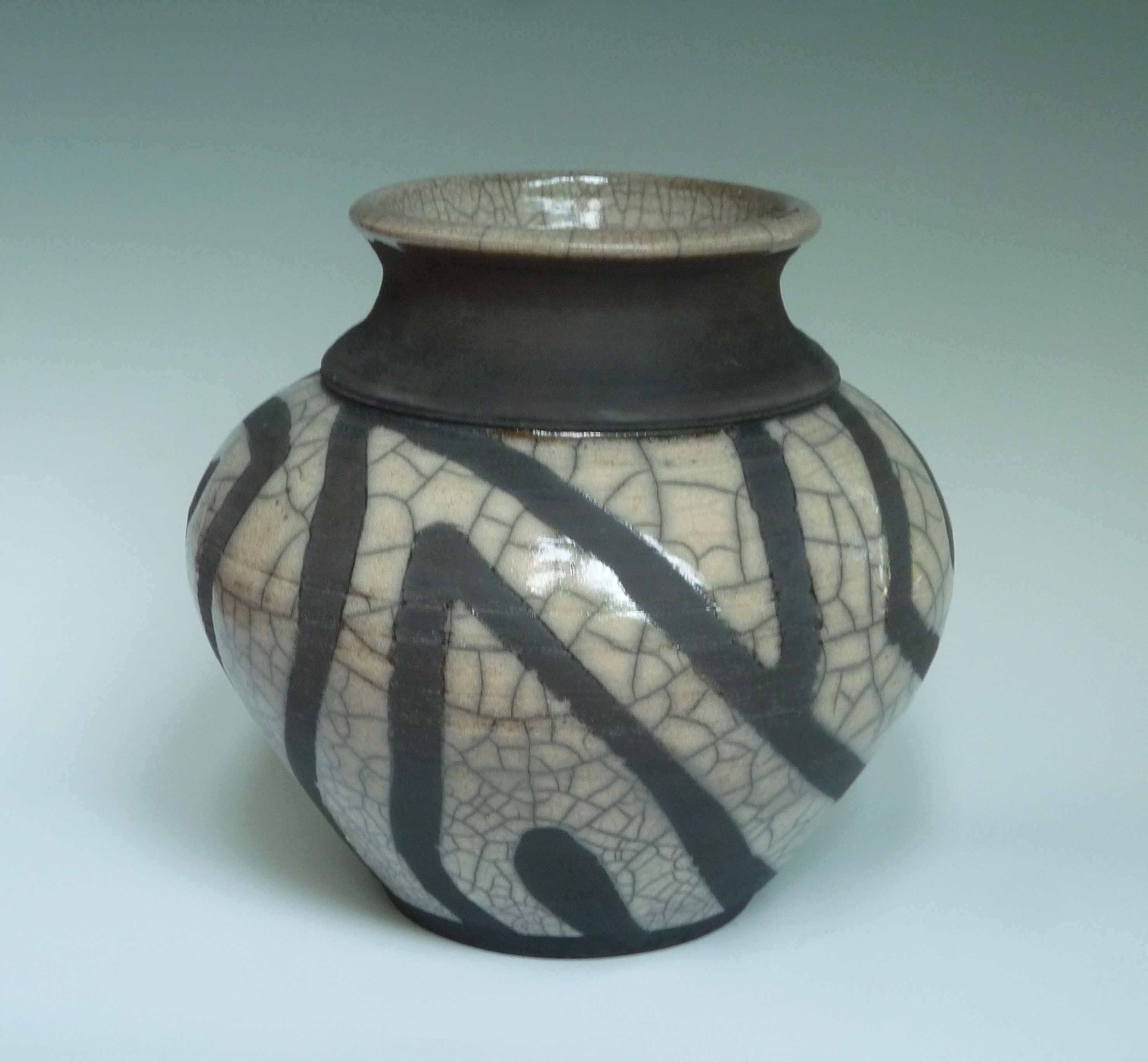 Raku Zebra Vase (Med.)