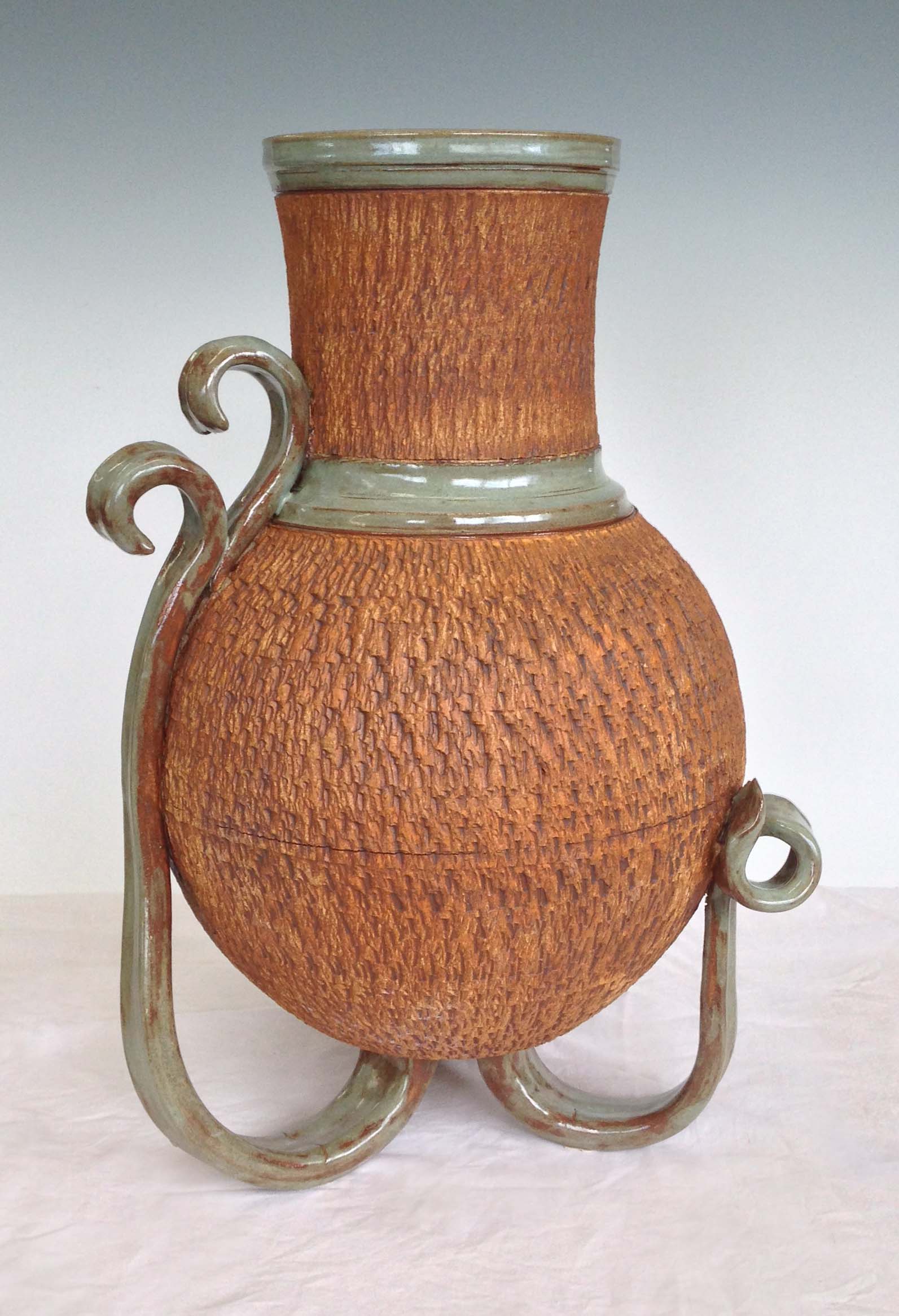 Large Stoneware Chattered Vase Three Feet