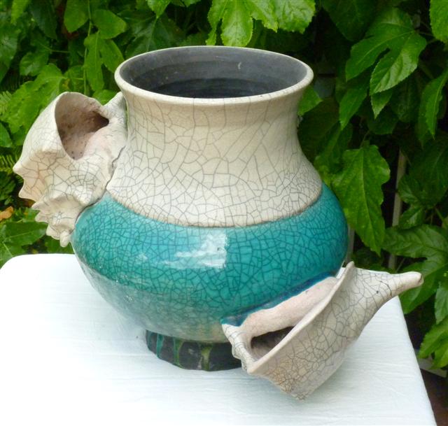 Raku Conch Shell Vase Small