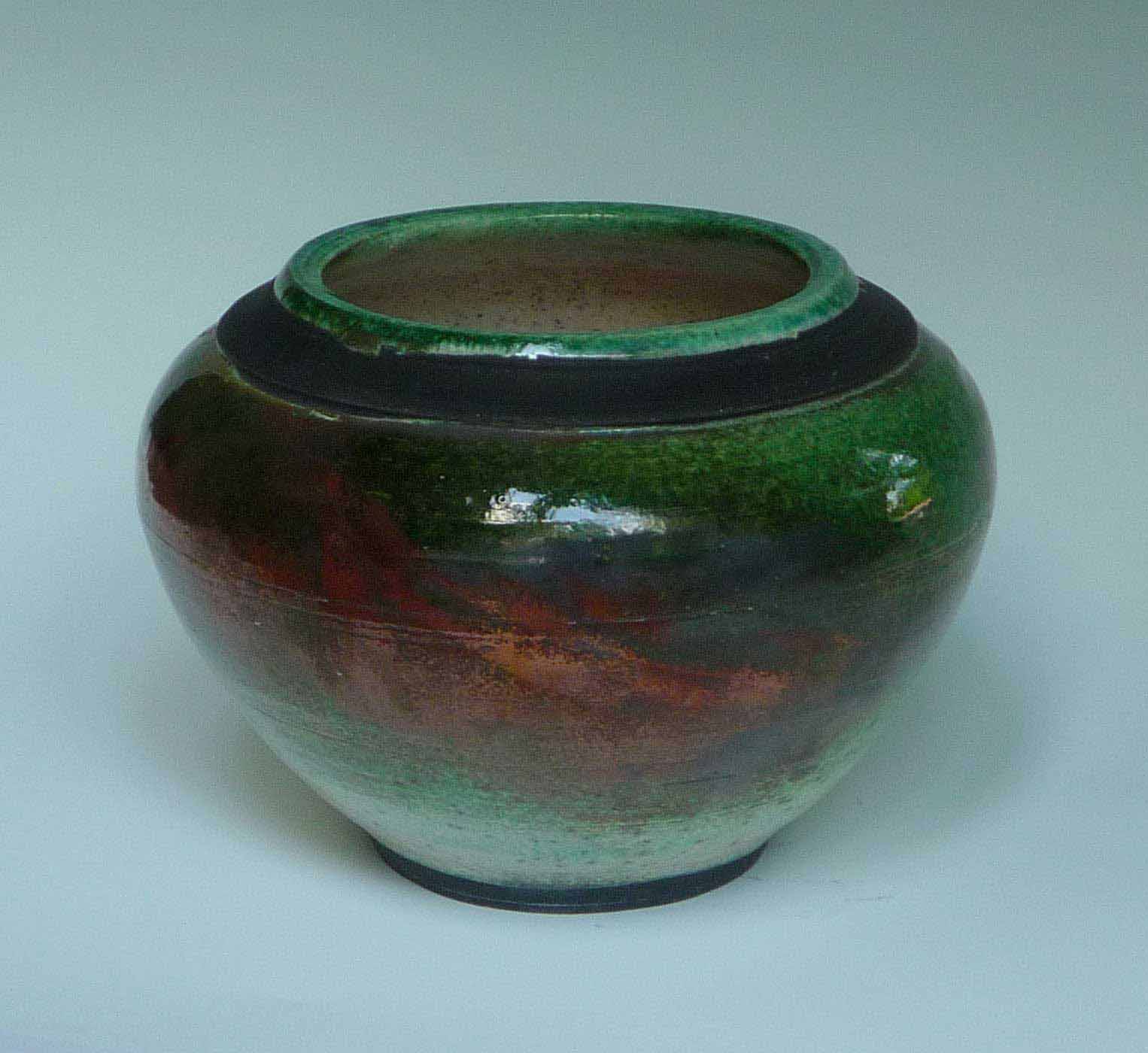 Raku Copper Green Bowl