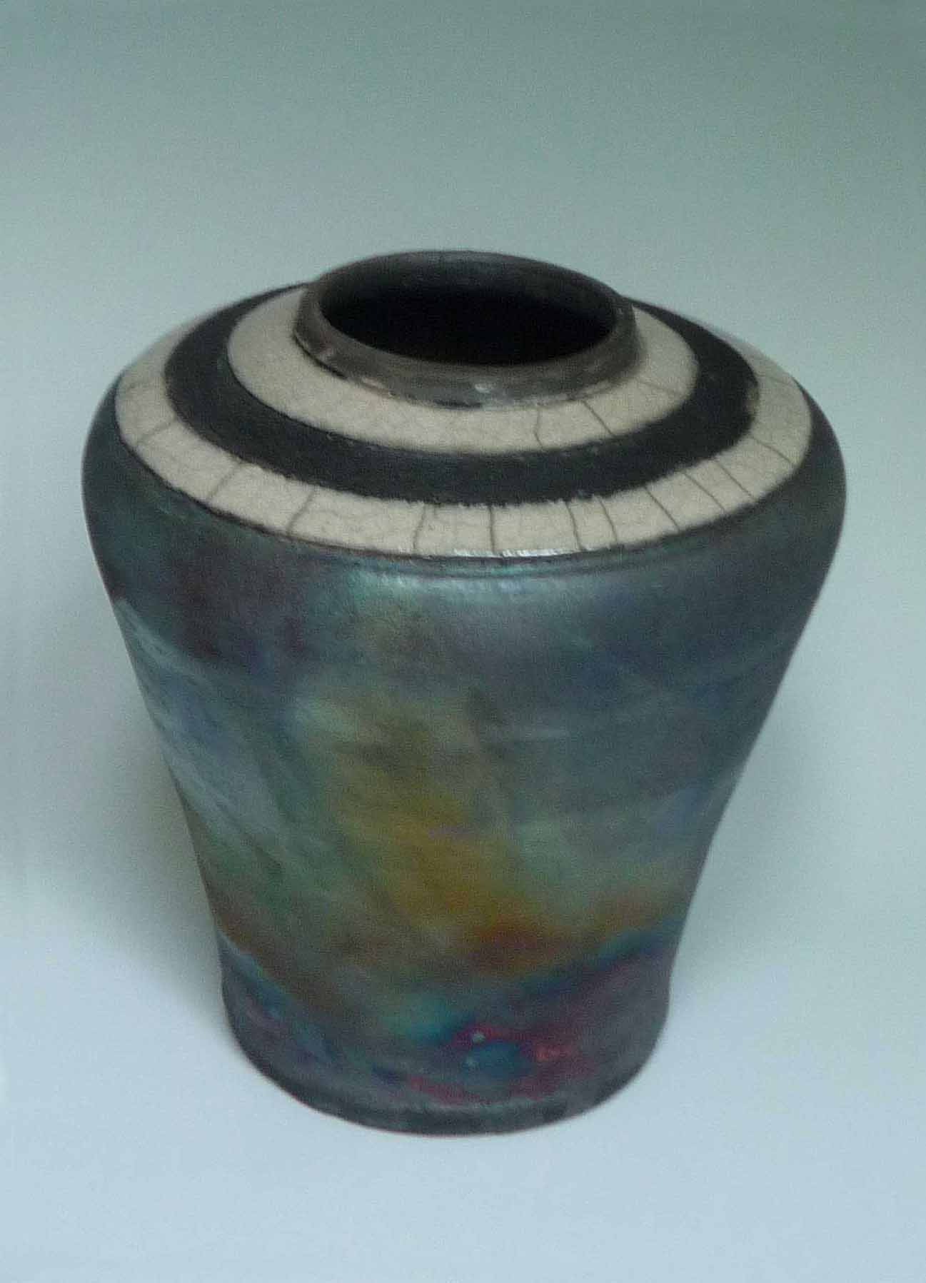 Raku Hawiian Copper Blue Vase