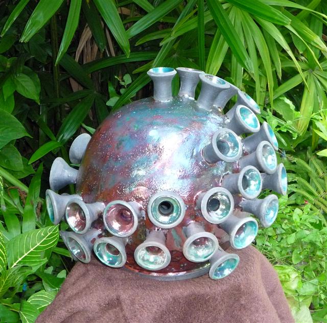 Raku Many Spouted Sphere Small