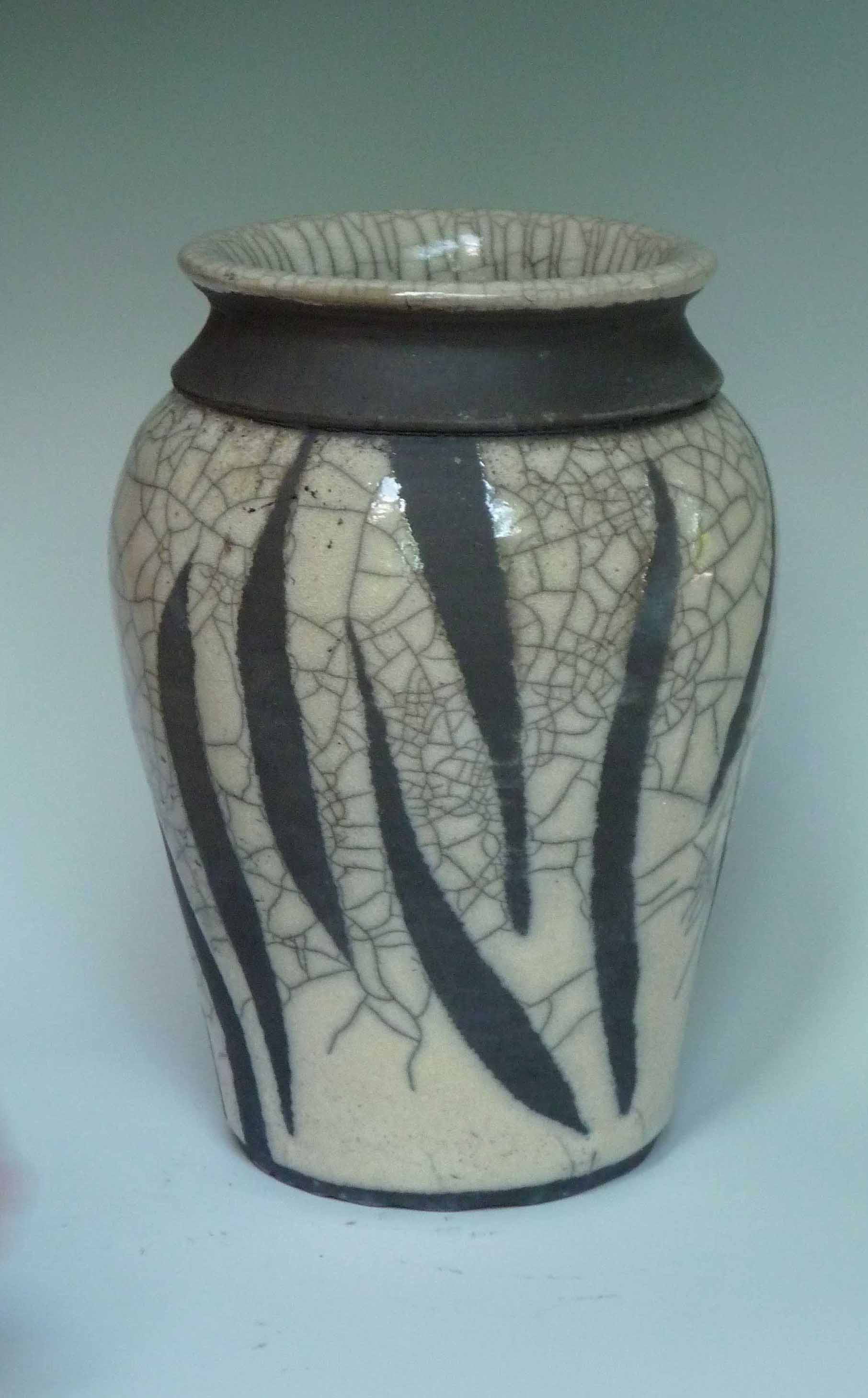 Raku Zebra Vase Small
