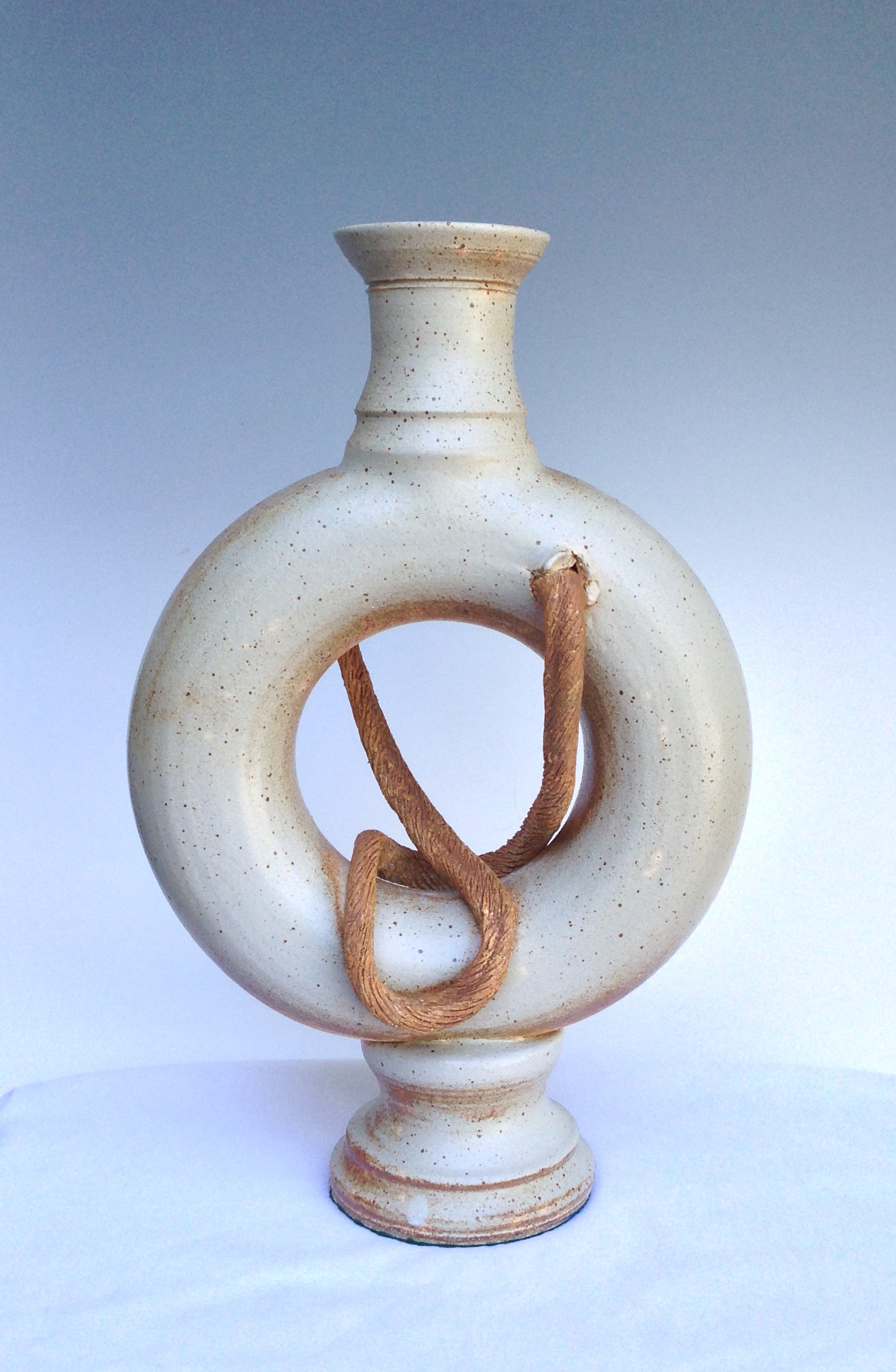 Stoneware Torus Vase with Rope