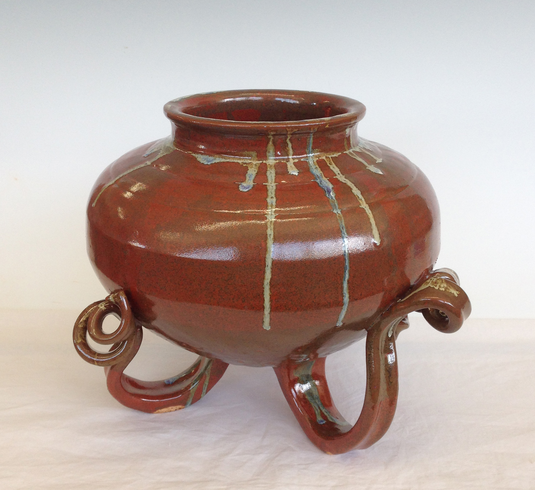 Stoneware Vase with Handle Feet